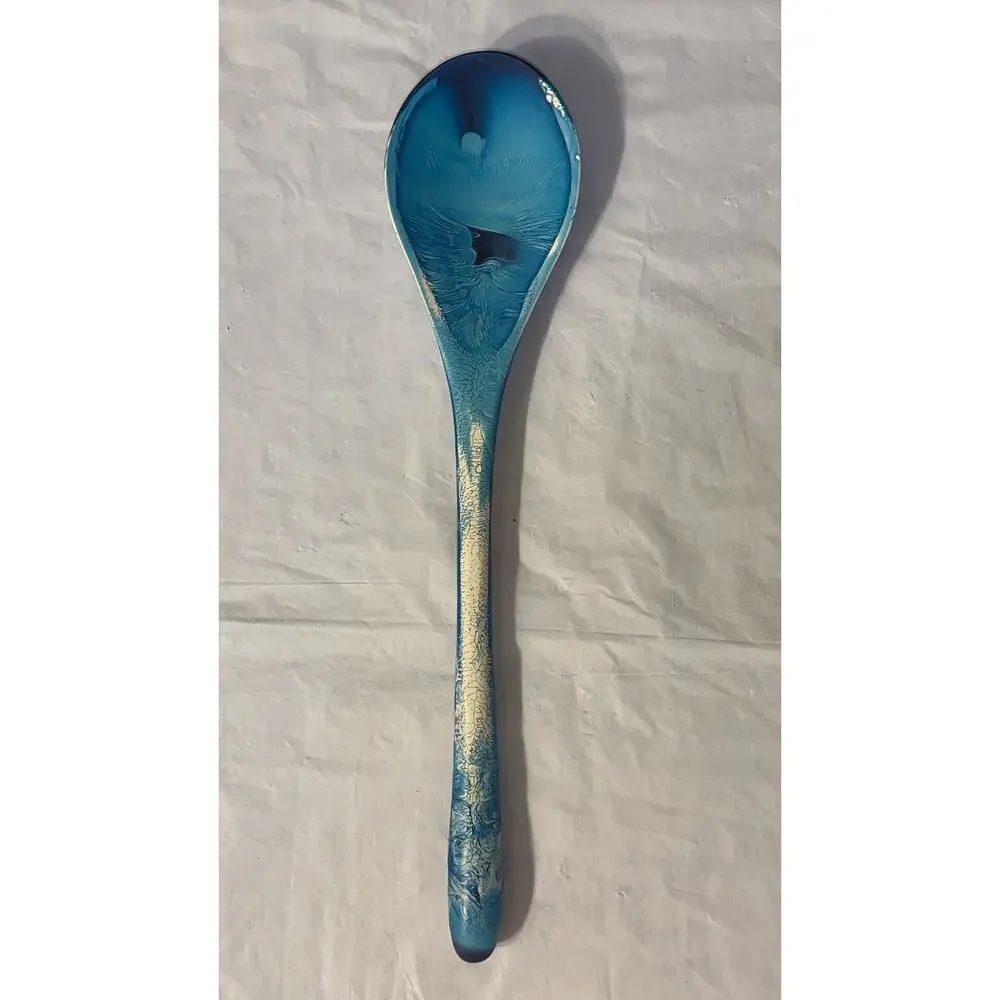 Resin Swirl Salad Set Utensil 2 Pc Blue - Excellent
